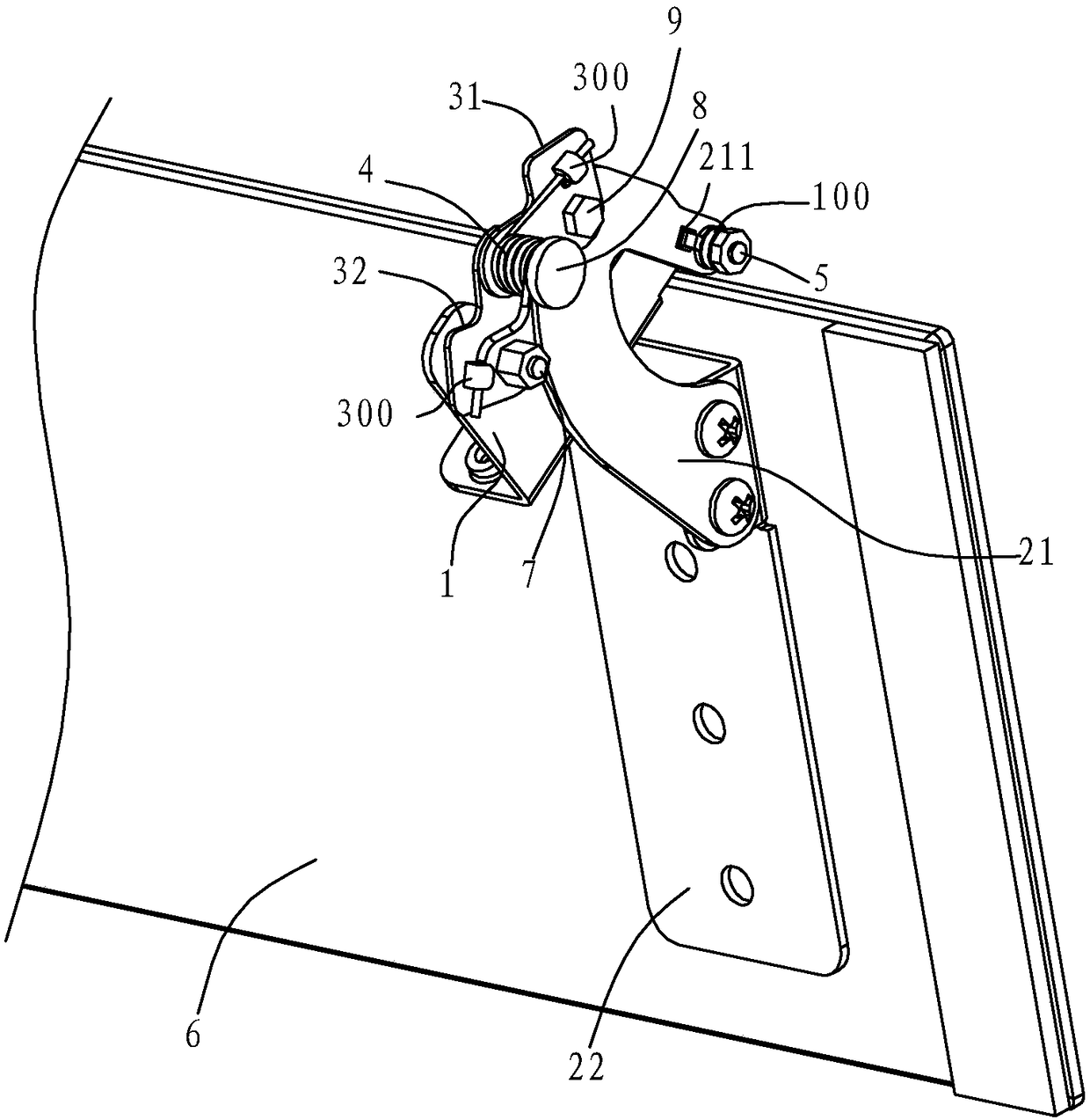 Rotating mechanism of range hood smoke baffle