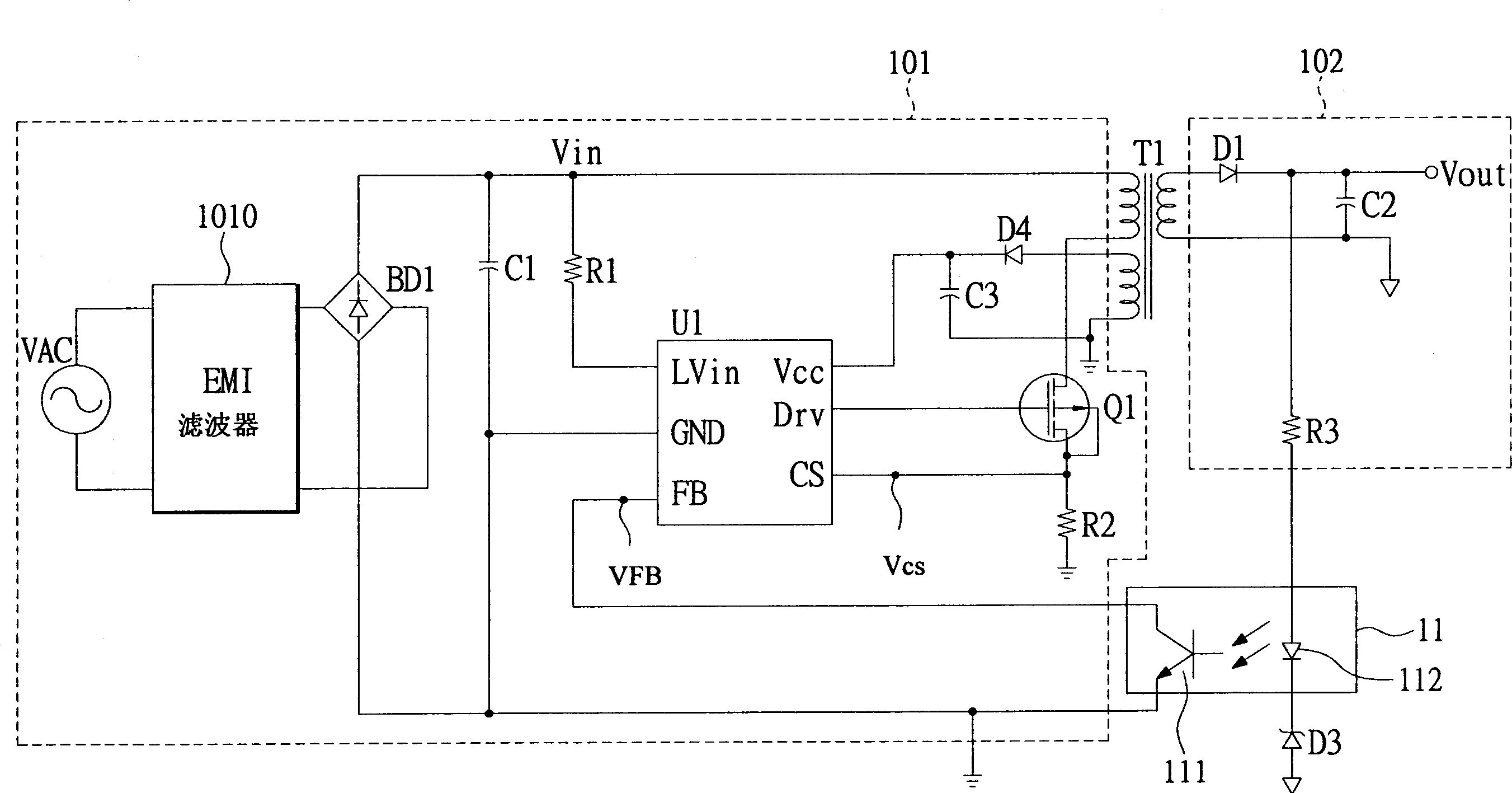 Pulsewidth modulator for controlling electricity saving mode by output voltage feedback delay circuit