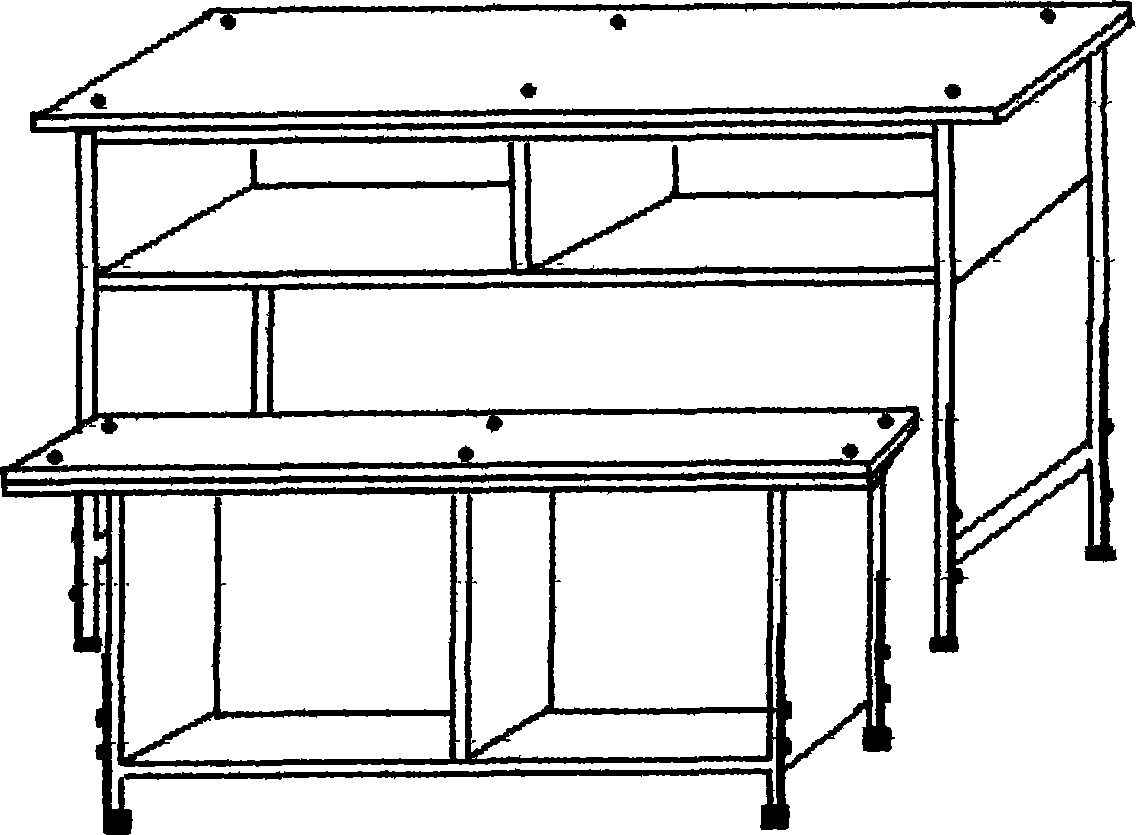 Double-seater desk and chair with steel angle frame structures