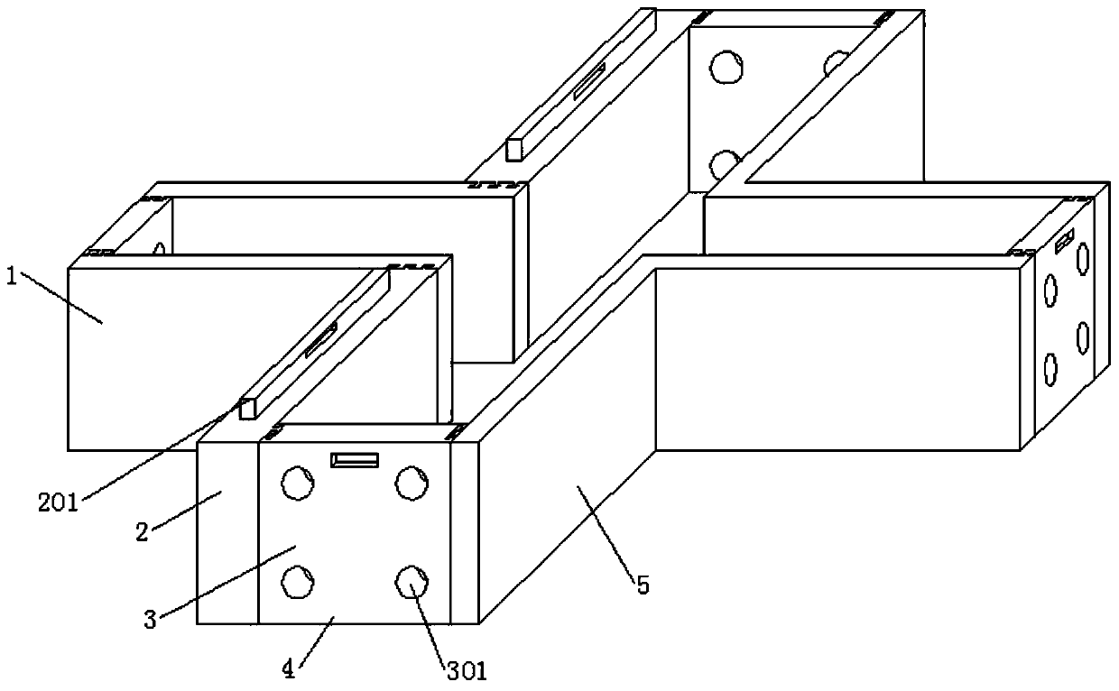 Pouring frame fixing template structure for civil engineering construction