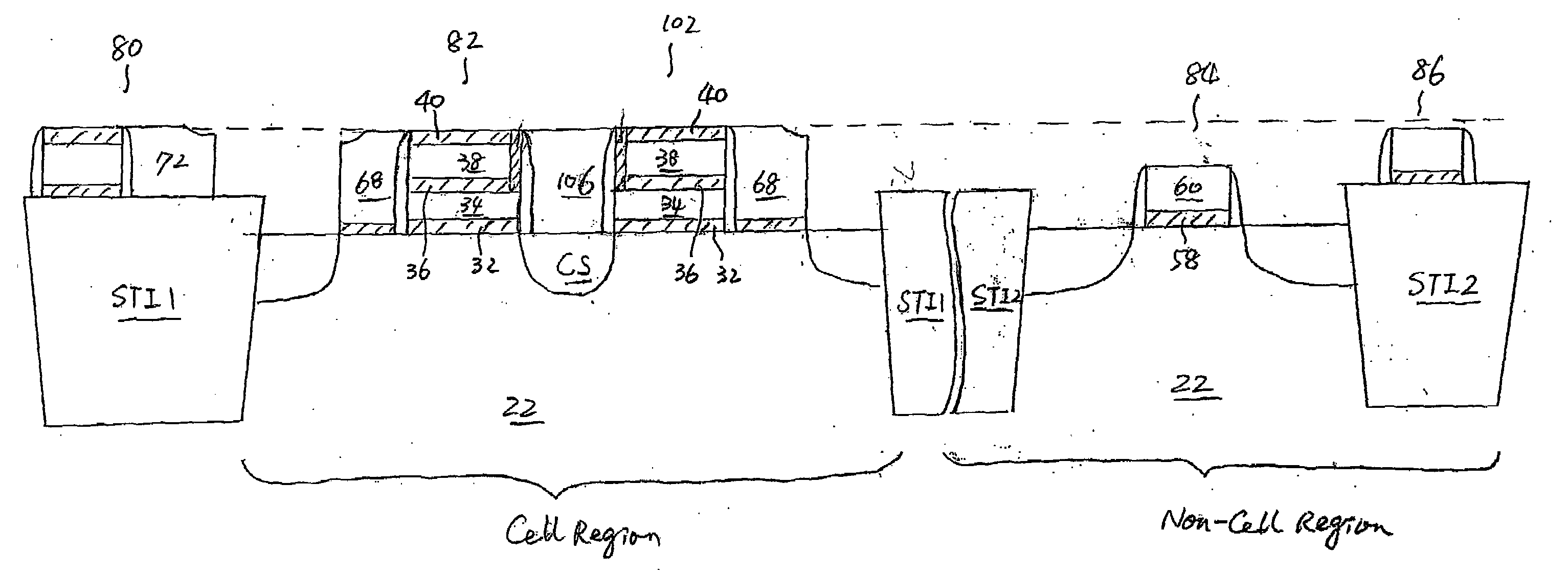 Method for reducing topography of non-volatile memory and resulting memory cells