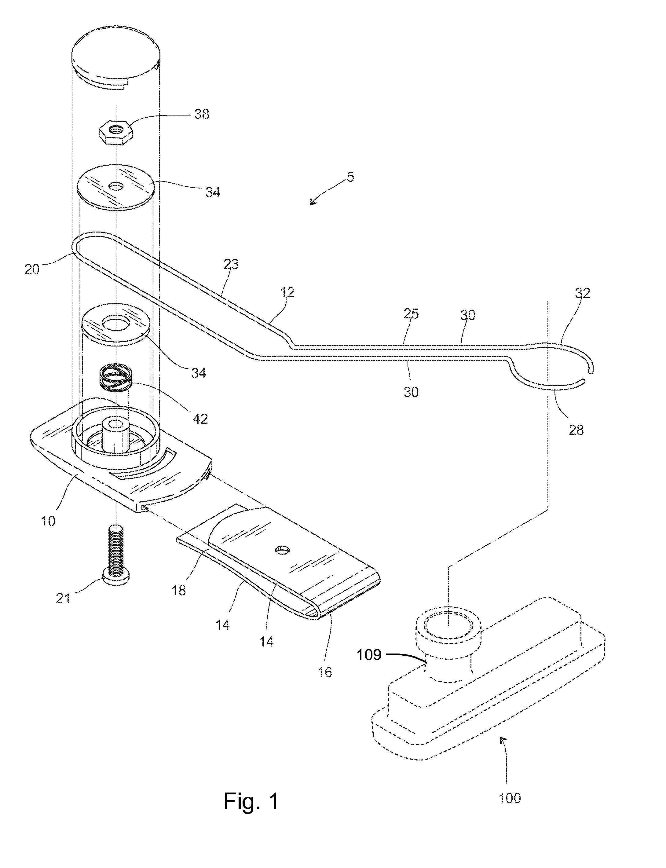 Bracket for suspending a wireless cell phone ear piece from a cap