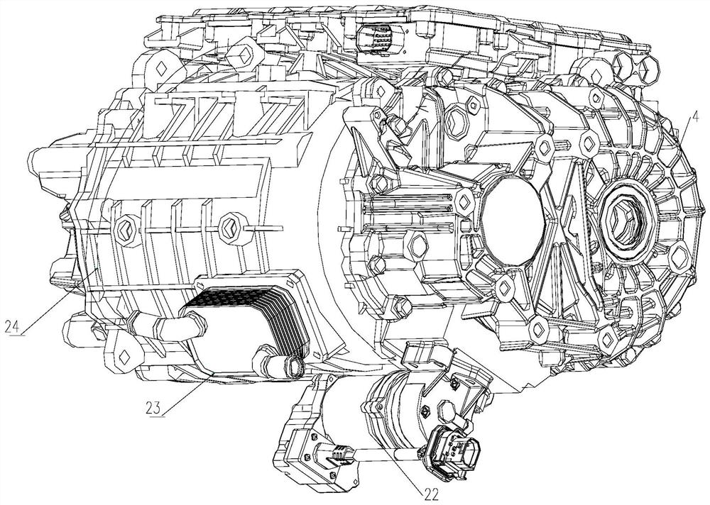 A three-in-one oil-cooled electric drive structure