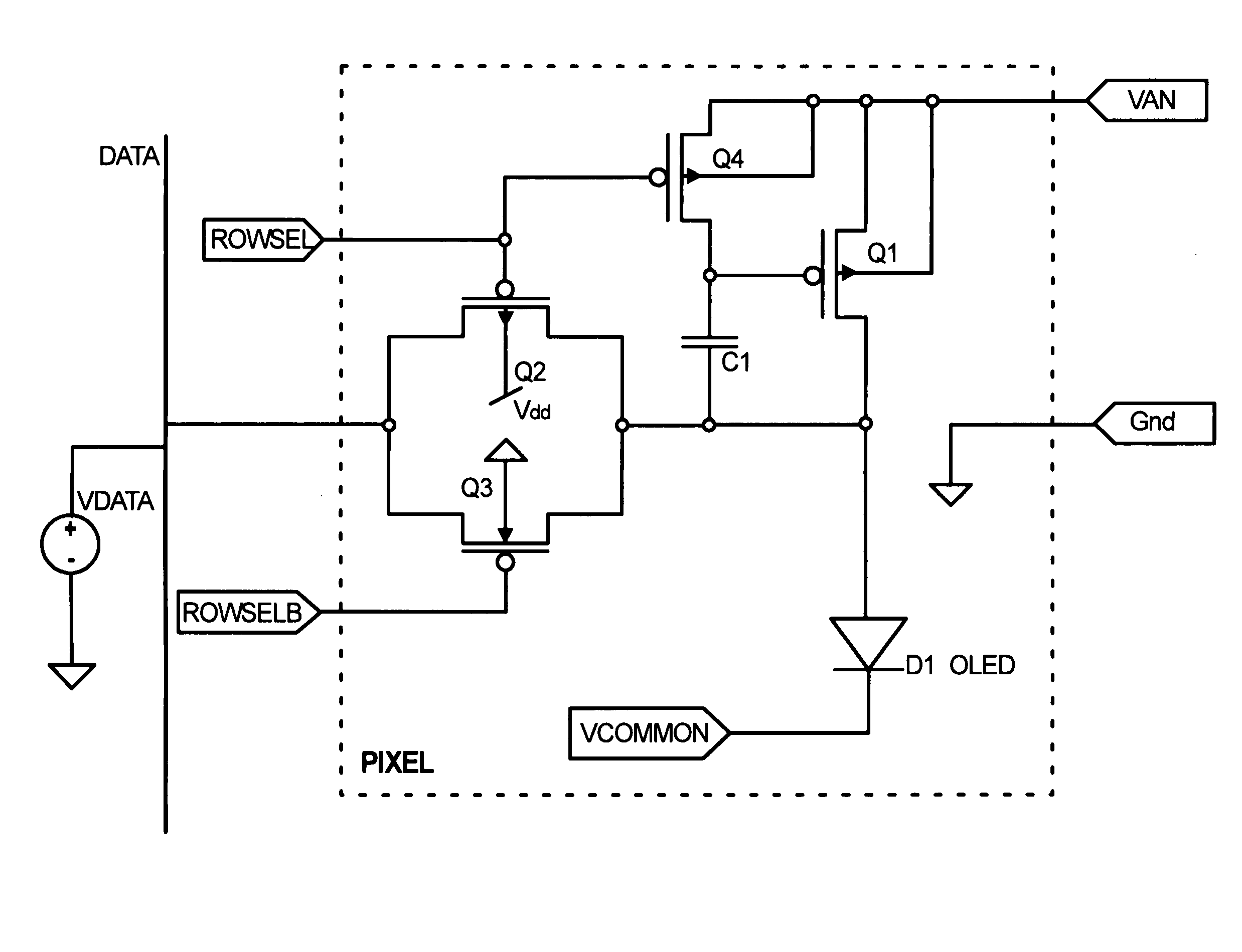 Amolded direct voltage pixel drive for minaturization