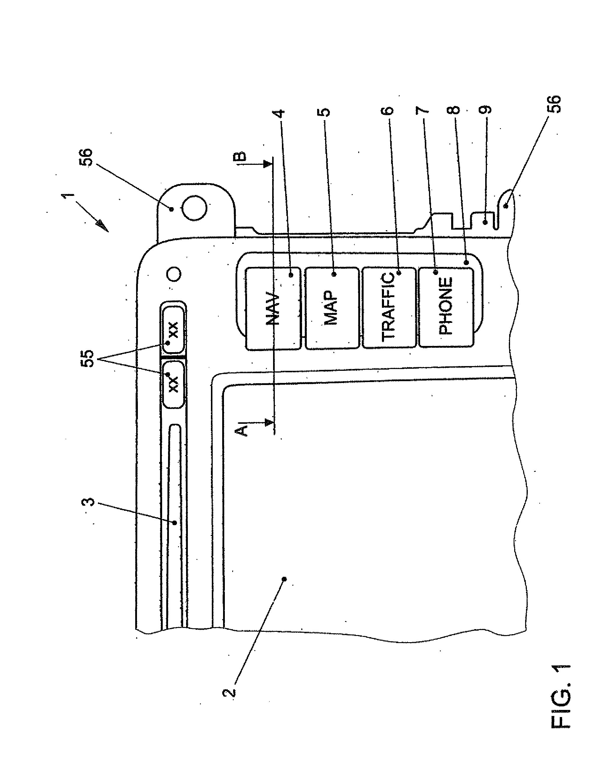 Multifunction display and operating device in a motor vehicle