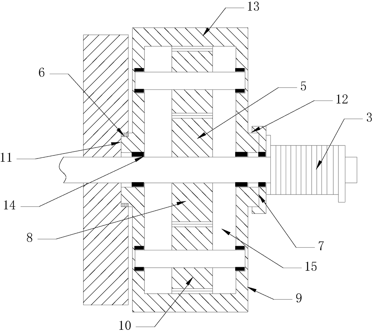 Energy storing structure and transmission equipped with same