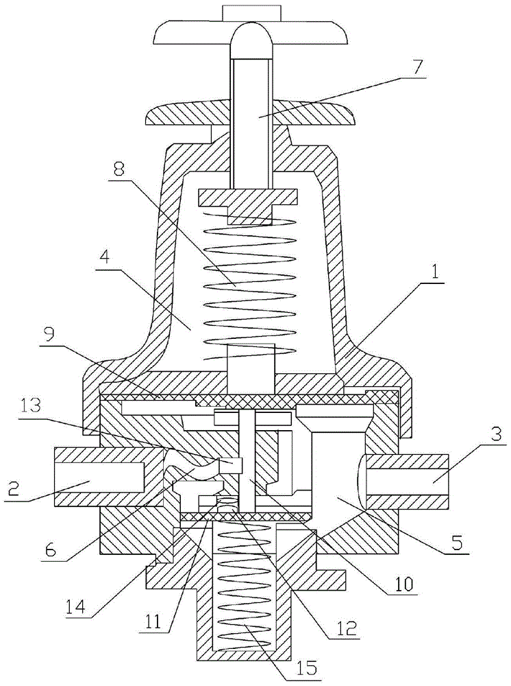 Pressure reducing valve device in water supply hydraulic system