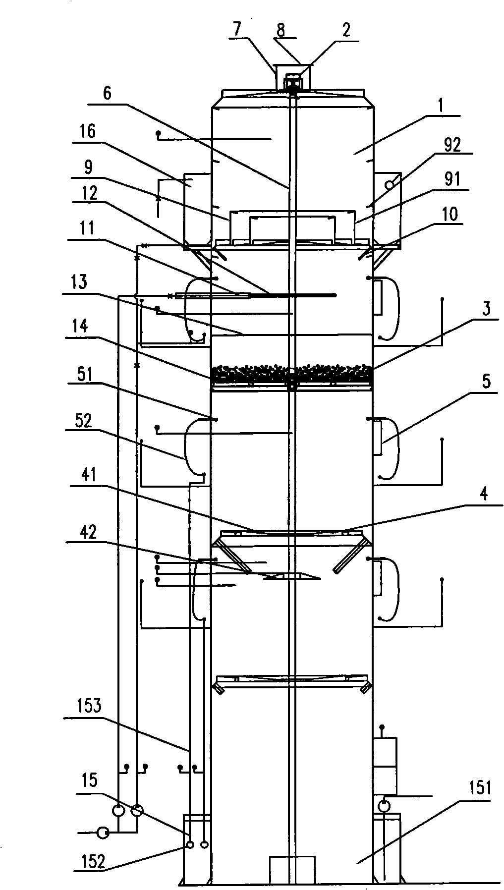 Rotational flow turbulent flue gas purification column