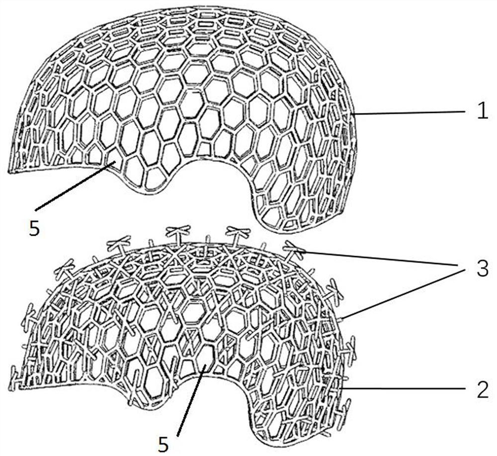 Self-adaptive lattice type 3D printing helmet buffer layer and manufacturing method thereof