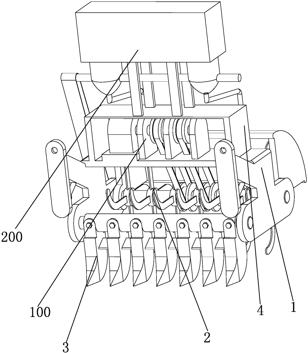 Loading machine soil loosening device equipped with sowing mechanism