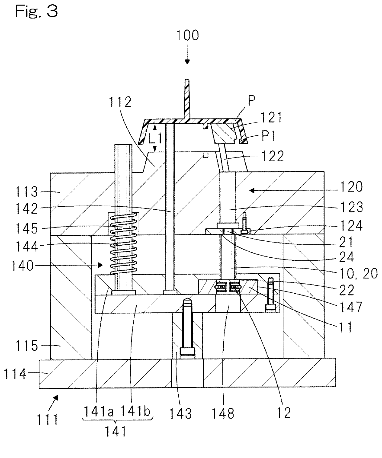 Holding unit and mold extrusion mechanism provided with holding unit