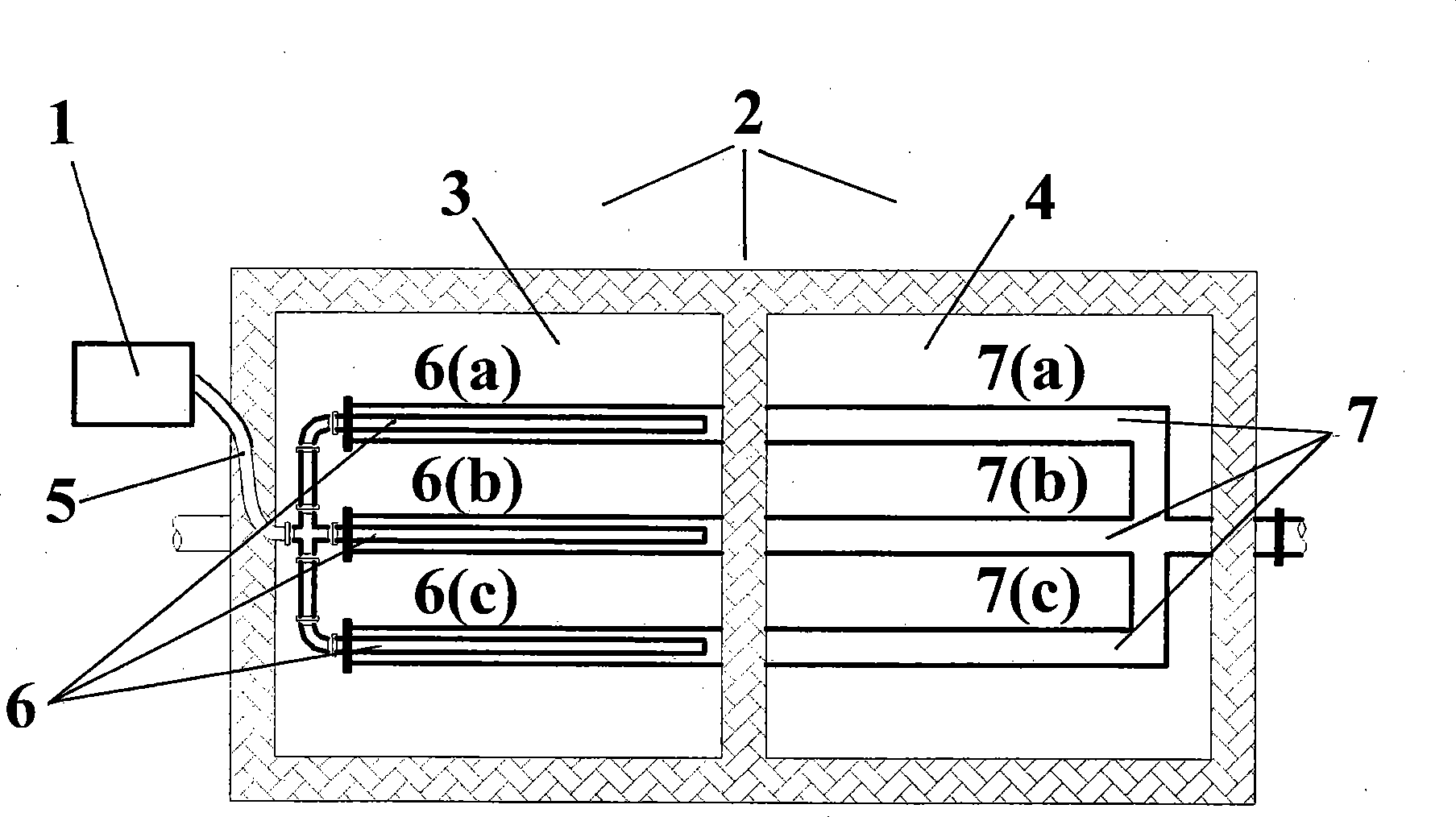 Composite vertical current artificial wetland oxygenation system
