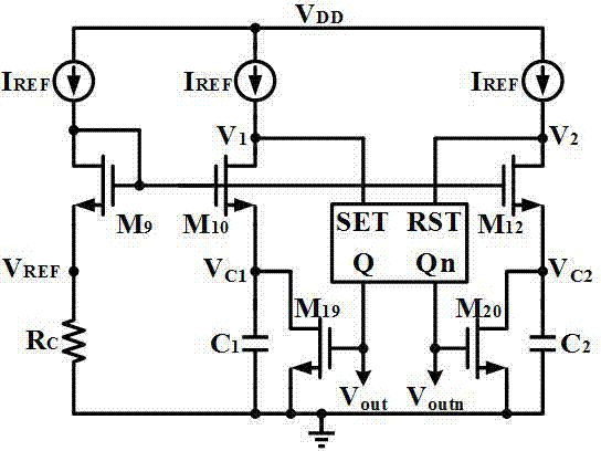 Current mode comparator based low voltage low power consumption CMOS (Complementary Metal Oxide Semiconductors) relaxation oscillator and method