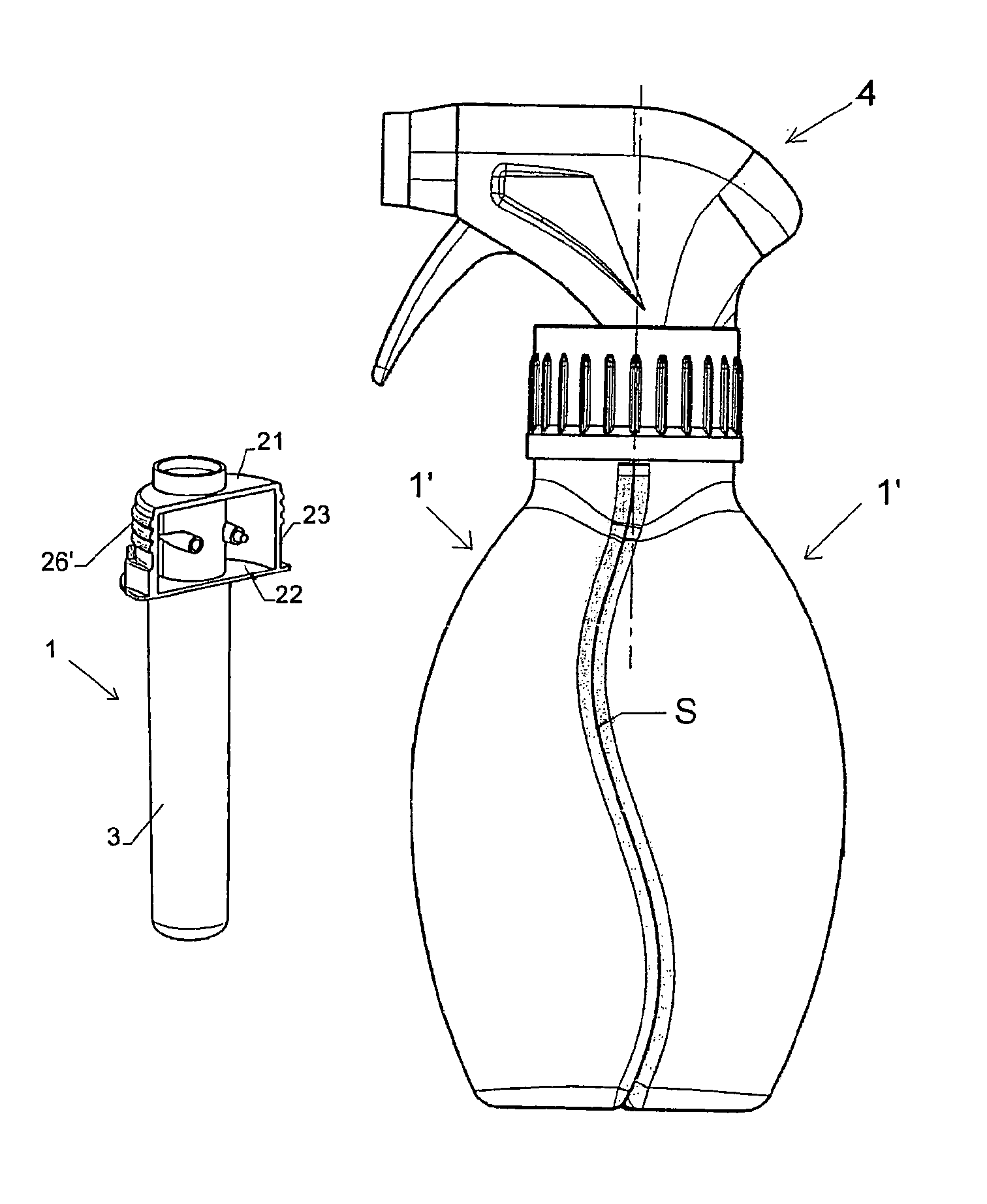 Plastic preform and single container for making a dual-container dispenser