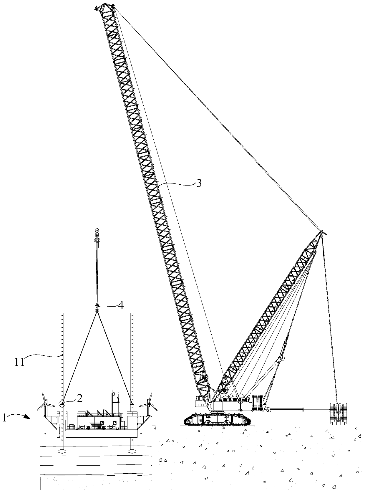 Jack-up offshore equipment launching method and its launching system