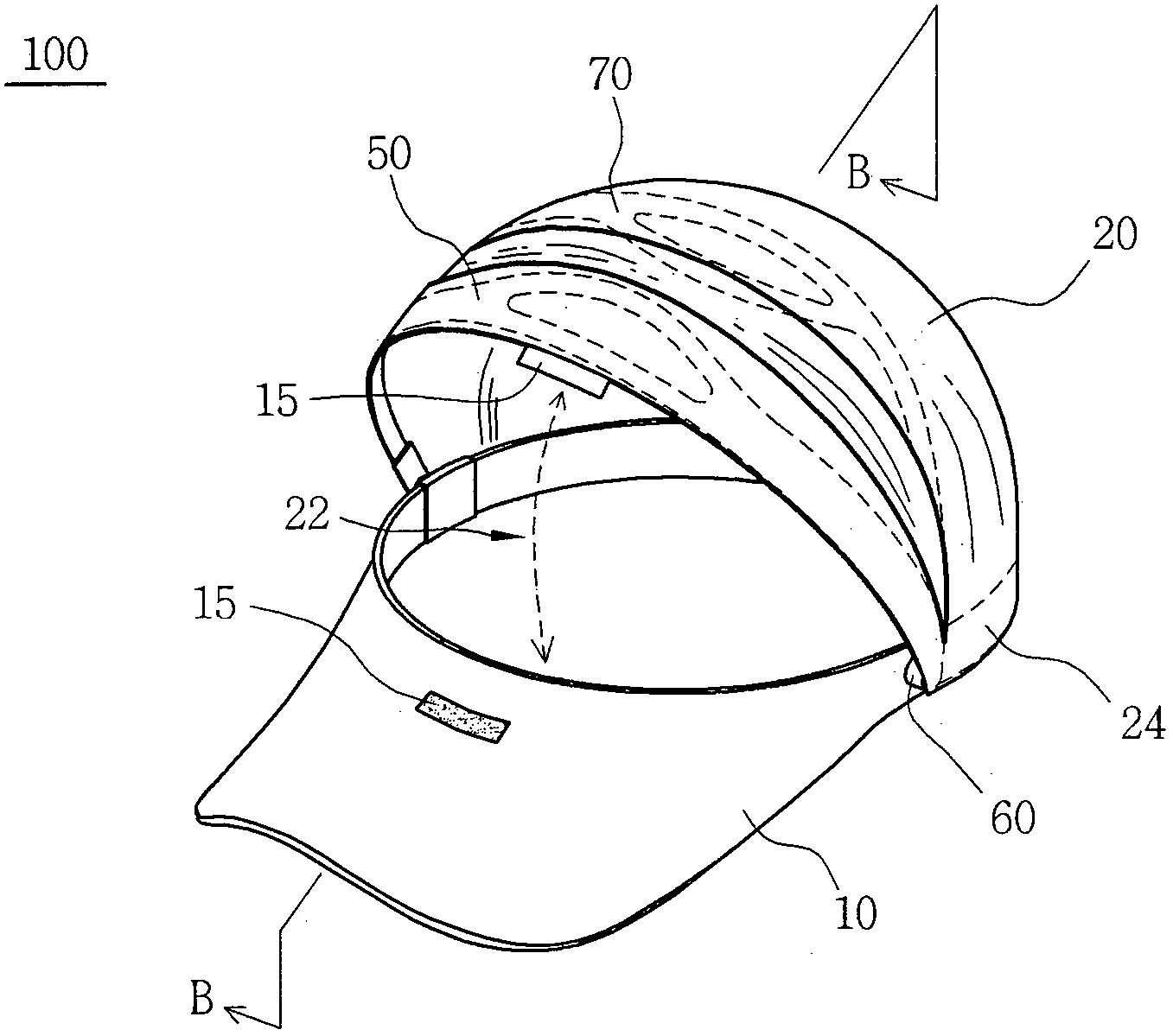 Cap with improved ventilation