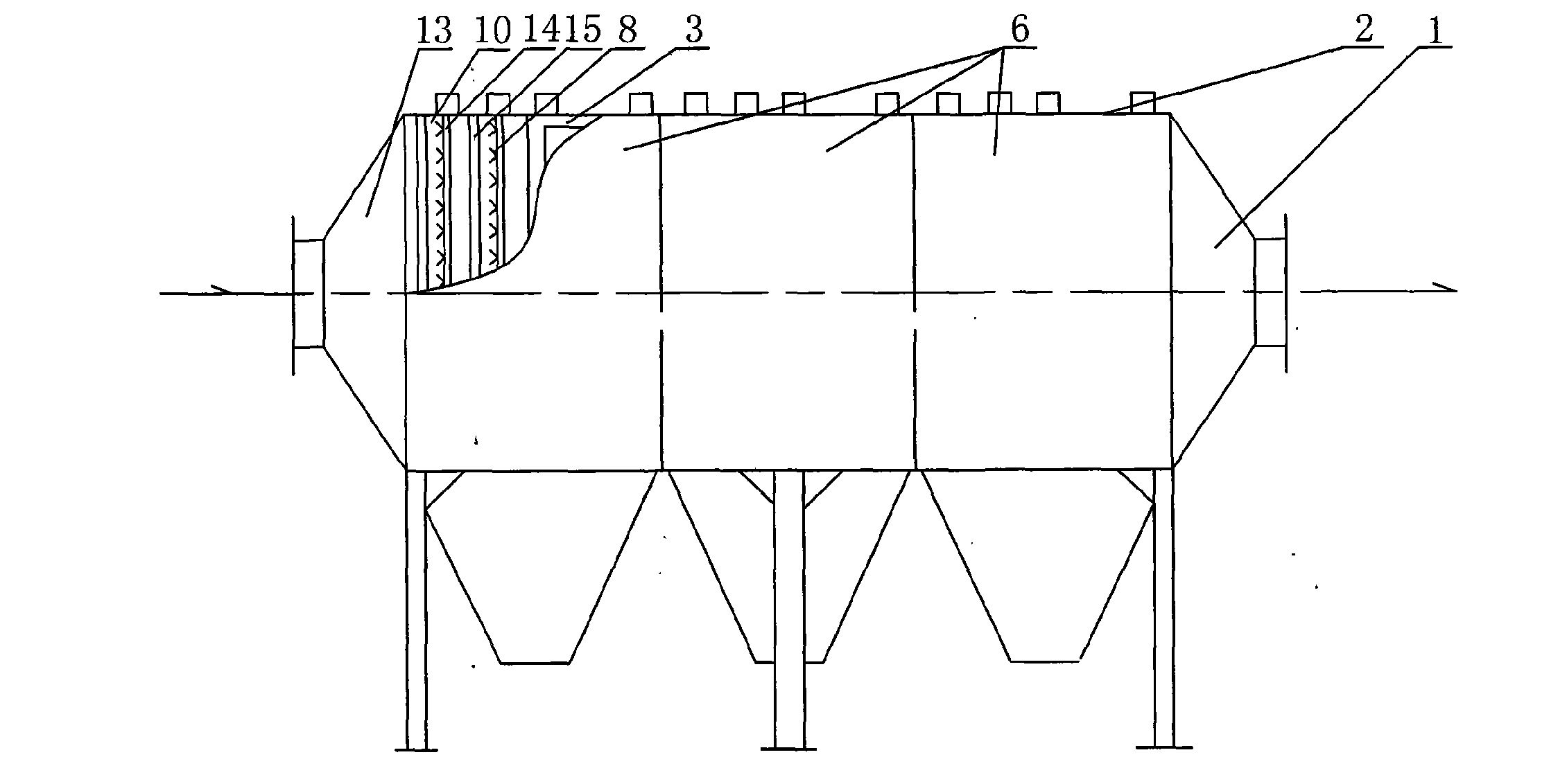 Double-area multi-stage electrostatic precipitator of reverse airflow dust charge