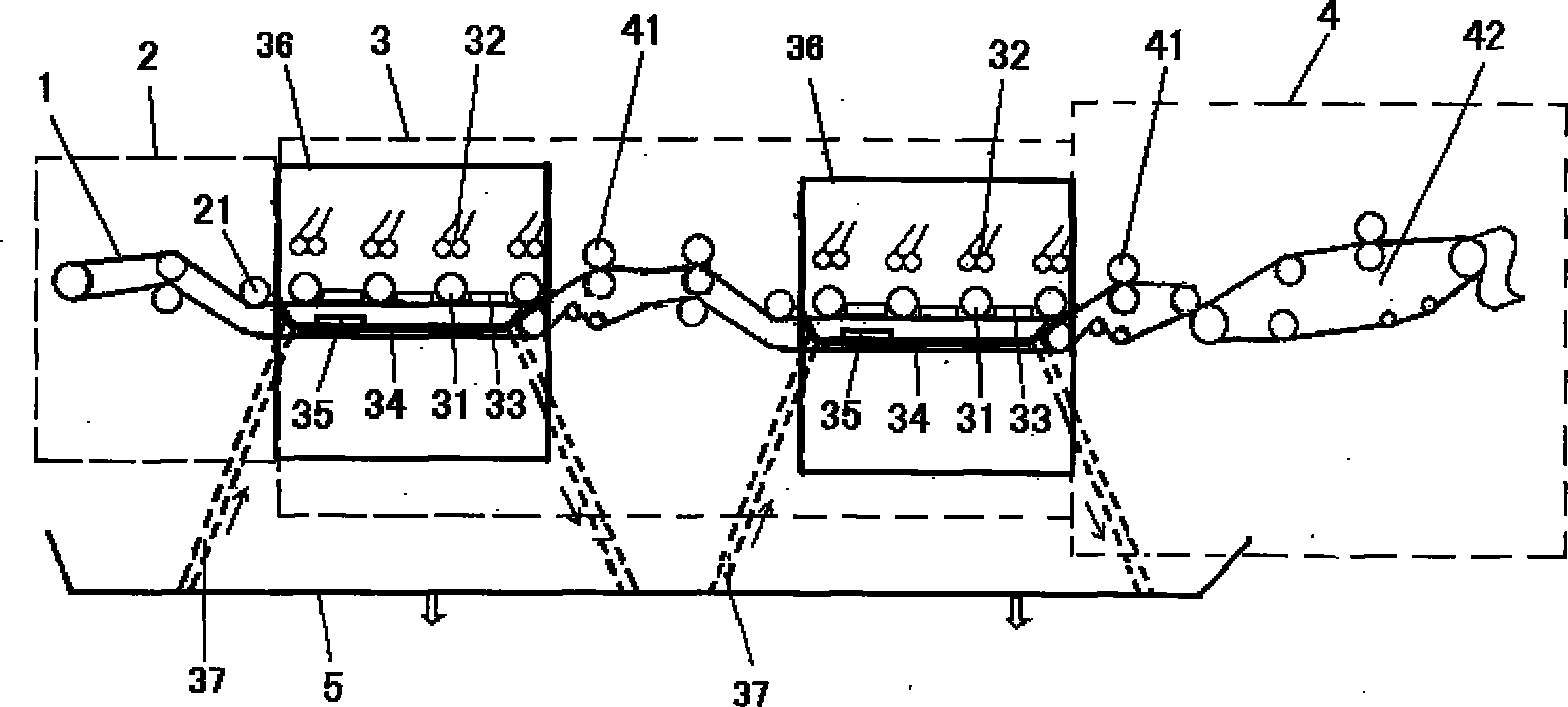 Method and device for rinsing and softening fiber bundles