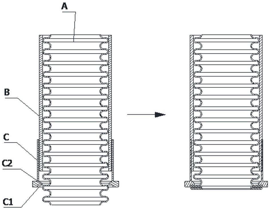 Automatic forming device for stainless steel corrugated pipe joint for gas appliance