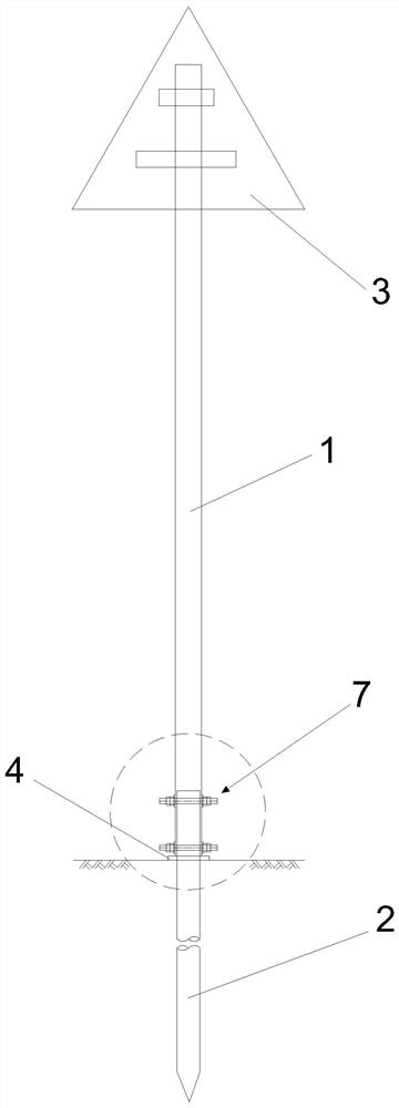Connecting method for sign stand column and steel pipe pile