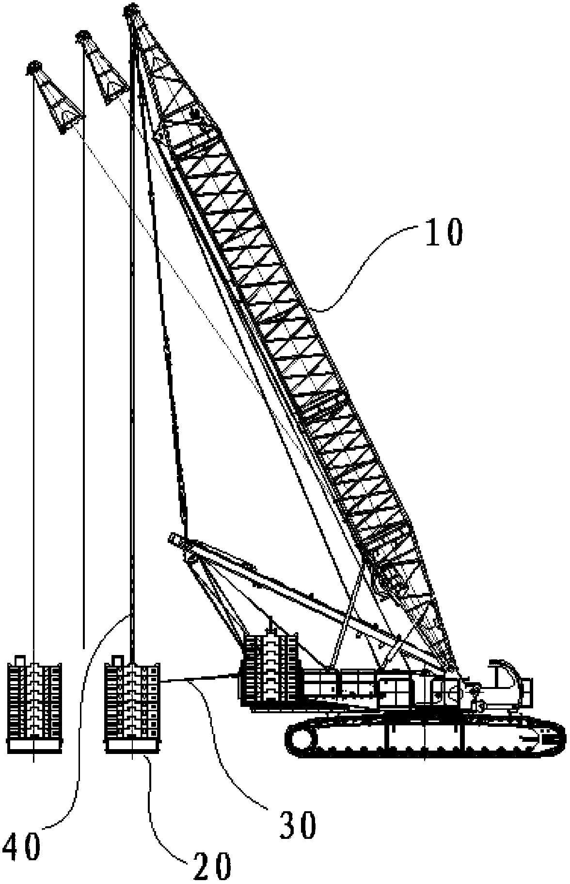 Folding-arm-type super lifting counter weight amplitude variation device for crawler crane