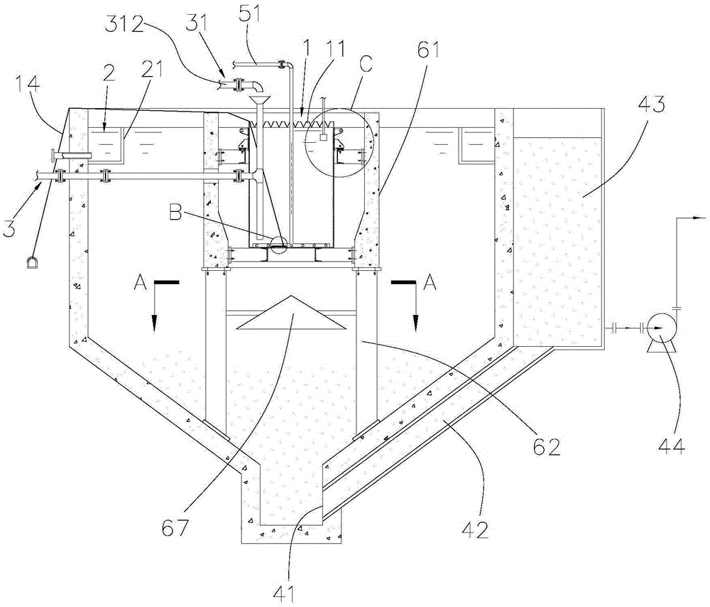 Neutralizing and settling pool