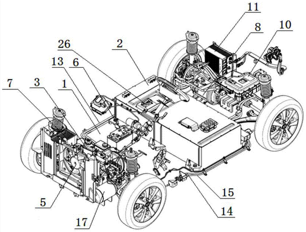 Miniature purely electric car chassis layout structure
