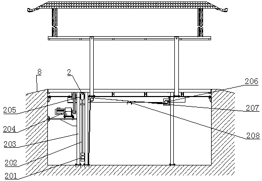 Pavilion type lifting garage