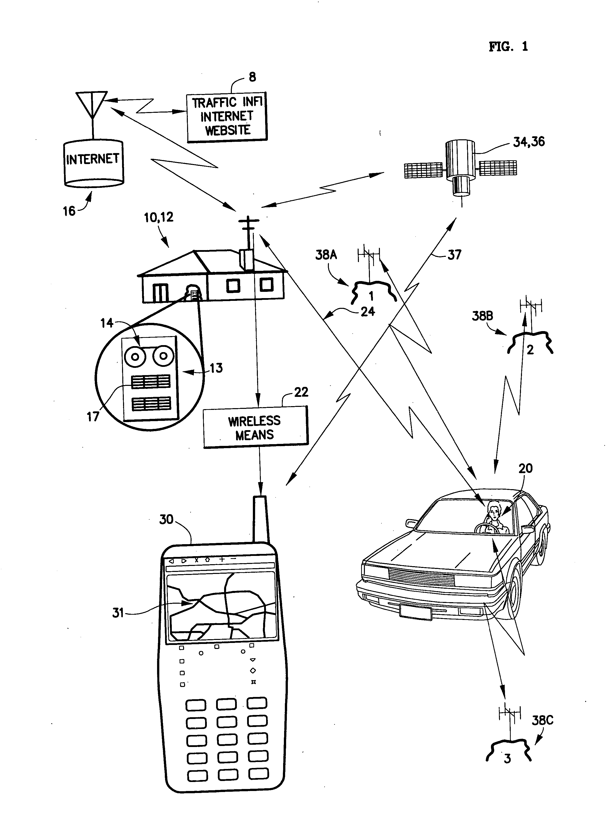 Cell or mobile phone, and wireless PDA traffic advisory method