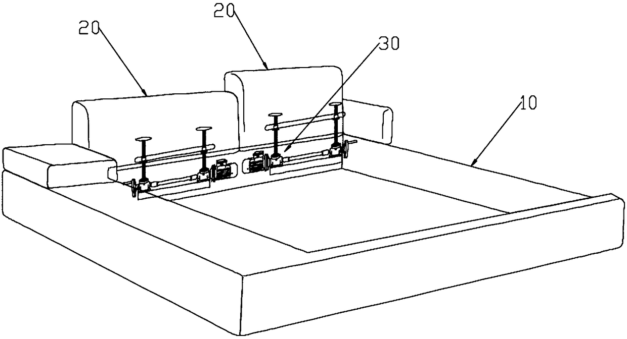 Bed with bedside capable of ascending and descending