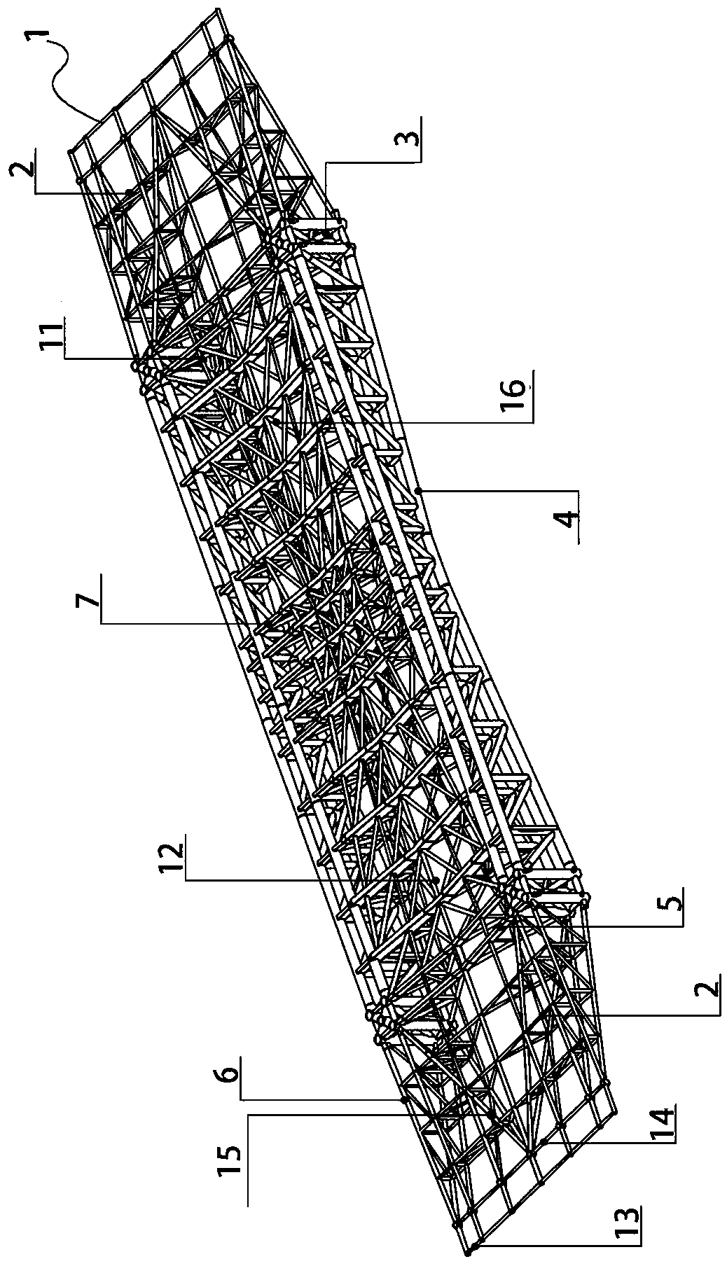 Large-span concave fish belly type double-slope roof truss and installation method thereof