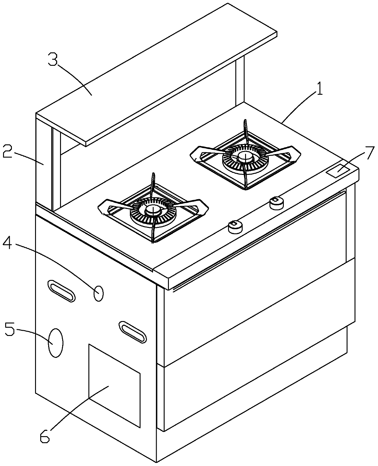Integrated stove with oil pollution decomposition device and method