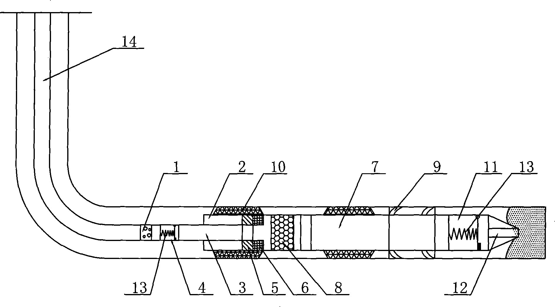 Oil well horizontal sand-pumping device as well as sand-pumping method thereof