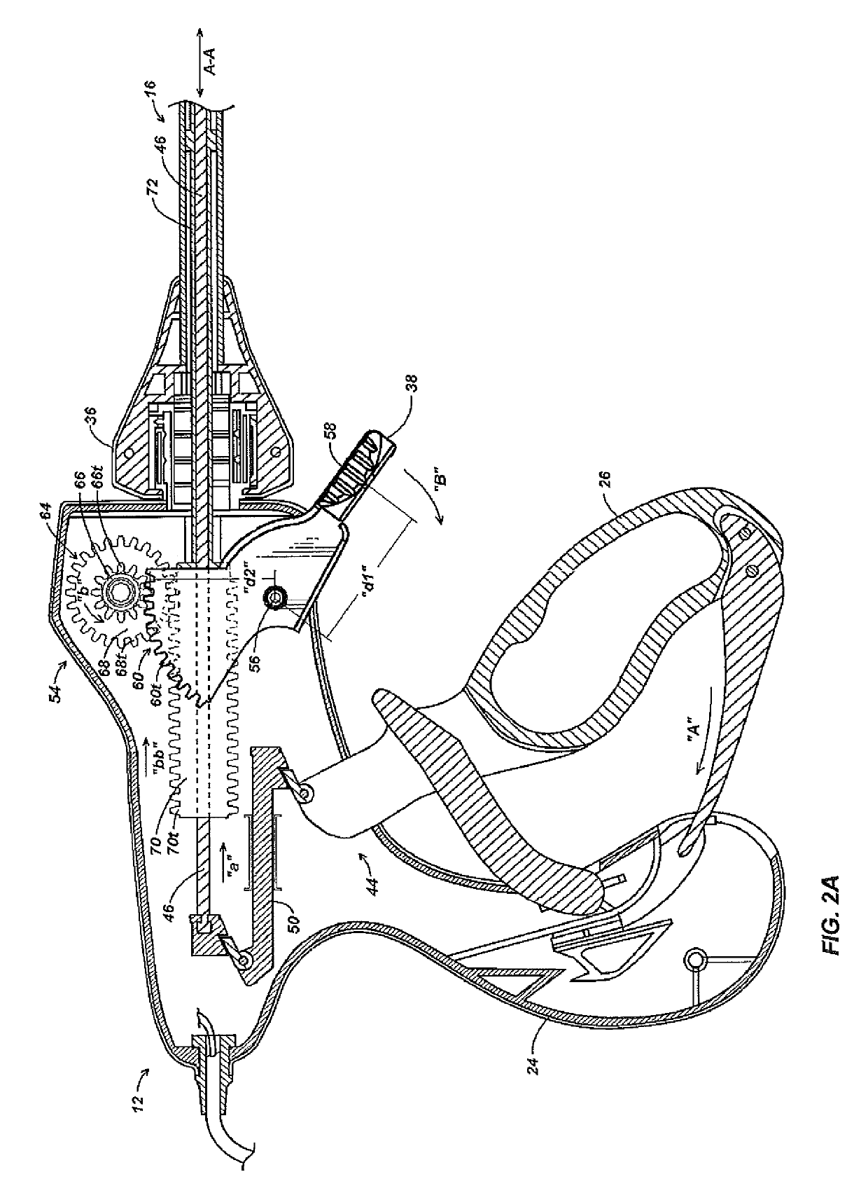 Pinion blade drive mechanism for a laparoscopic vessel dissector