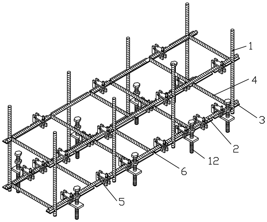 Precise positioning and fixing device for embedded steel bars in cast-in-place bottom plate of fabricated channel side wall and construction method