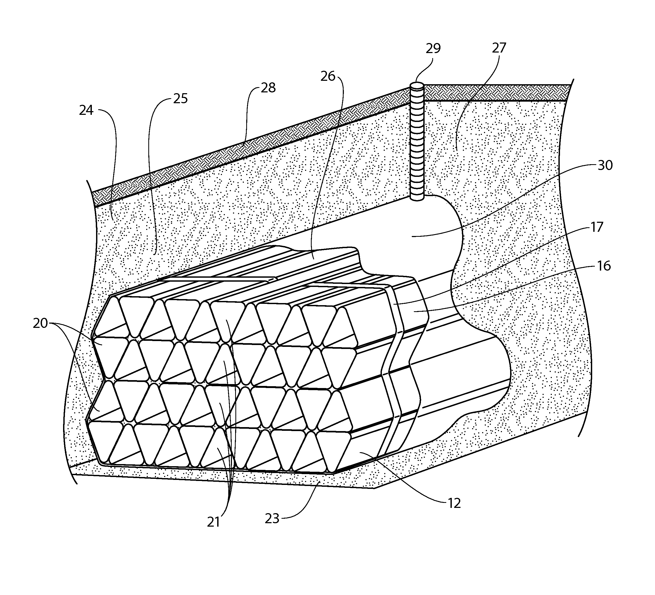 Apparatus and method of supporting underground fluid and water storage and retention systems