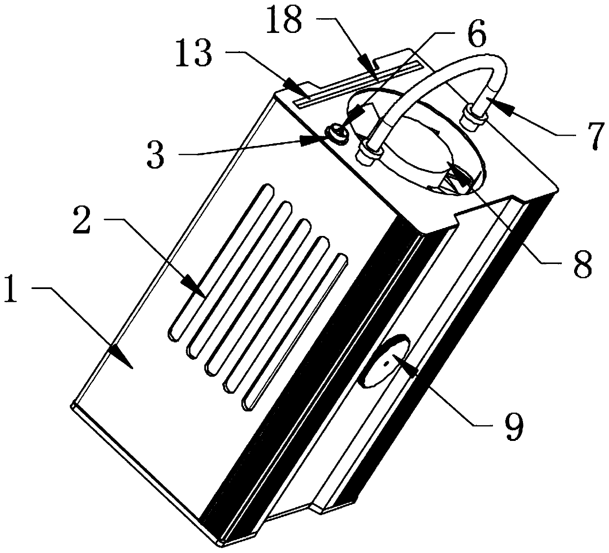 Ventilation and heat dissipation structure of internal battery of new energy automobile and working method thereof