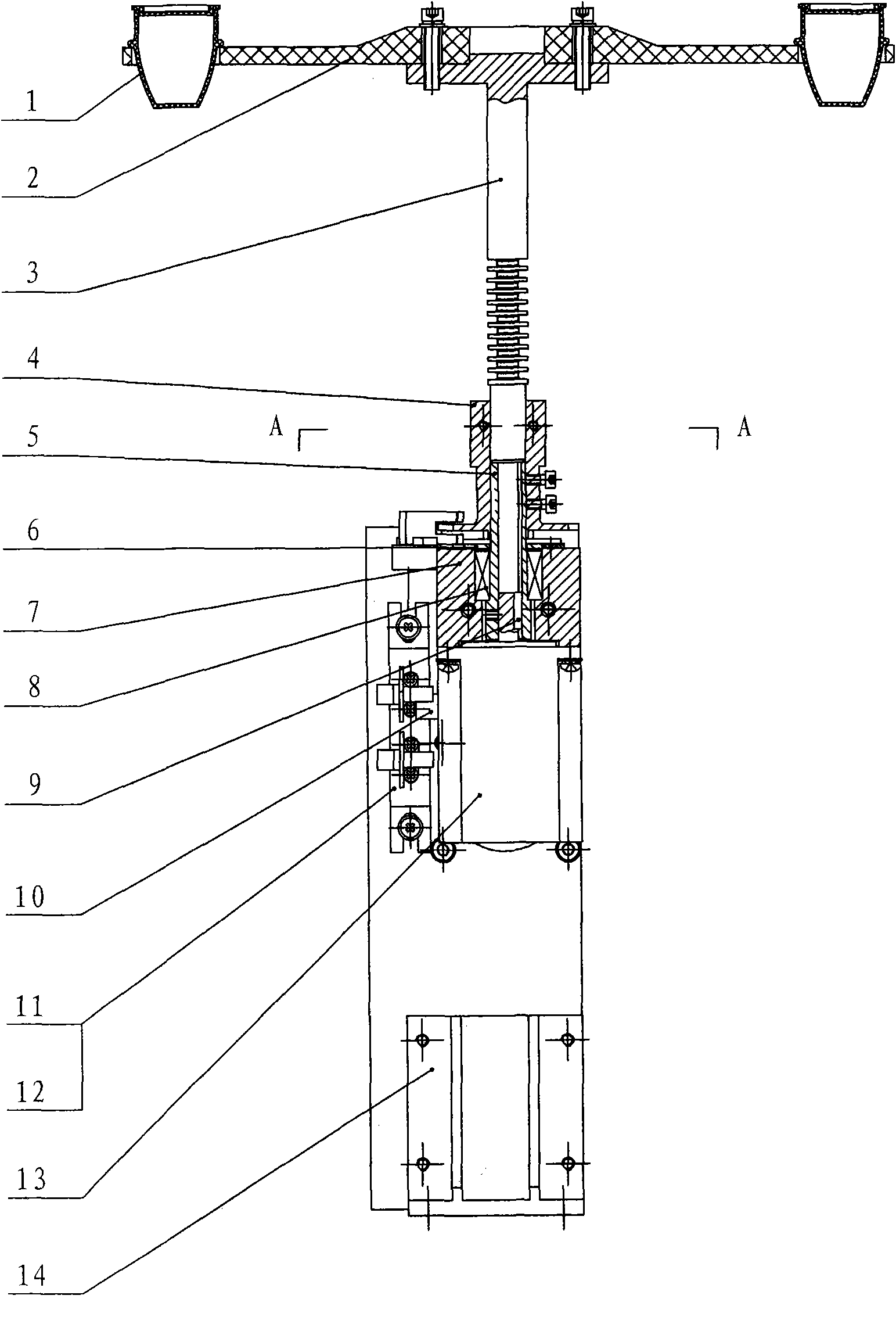 Cam type rising-falling and rotating mechanism of coal analysis instrument