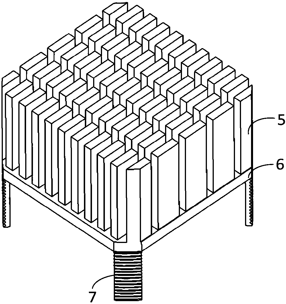 Combined type radiating fin for large-power surface-mounted electronic device