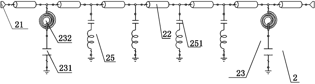 Elliptic function type low pass filter and radio frequency device