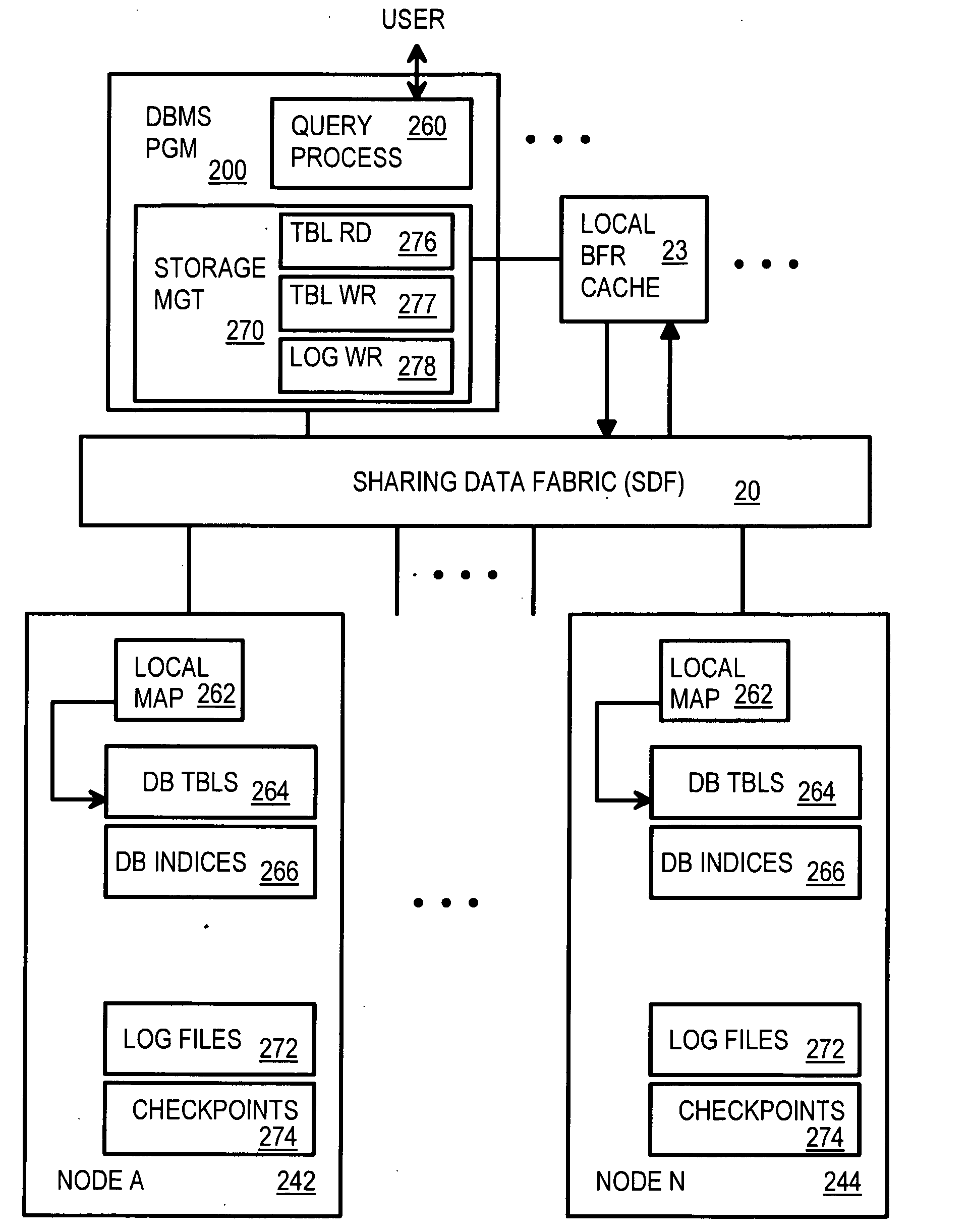 Scalable Database Management Software on a Cluster of Nodes Using a Shared-Distributed Flash Memory