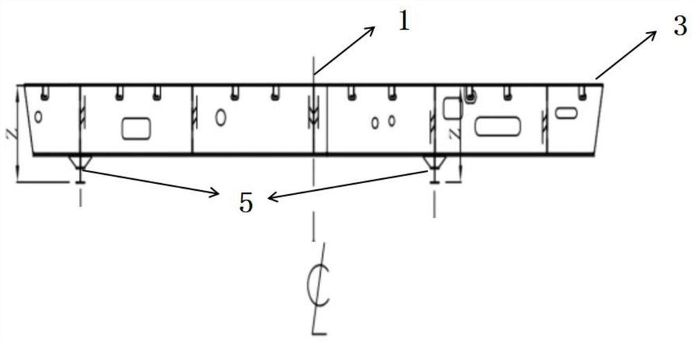 Quick positioning and mounting method for double I-shaped beams on cabin section of container ship
