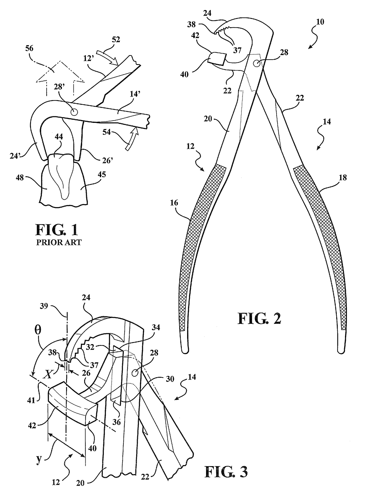 Dental plier design with offsetting jaw and pad elements for assisting in removing upper and lower teeth utilizing the dental plier design