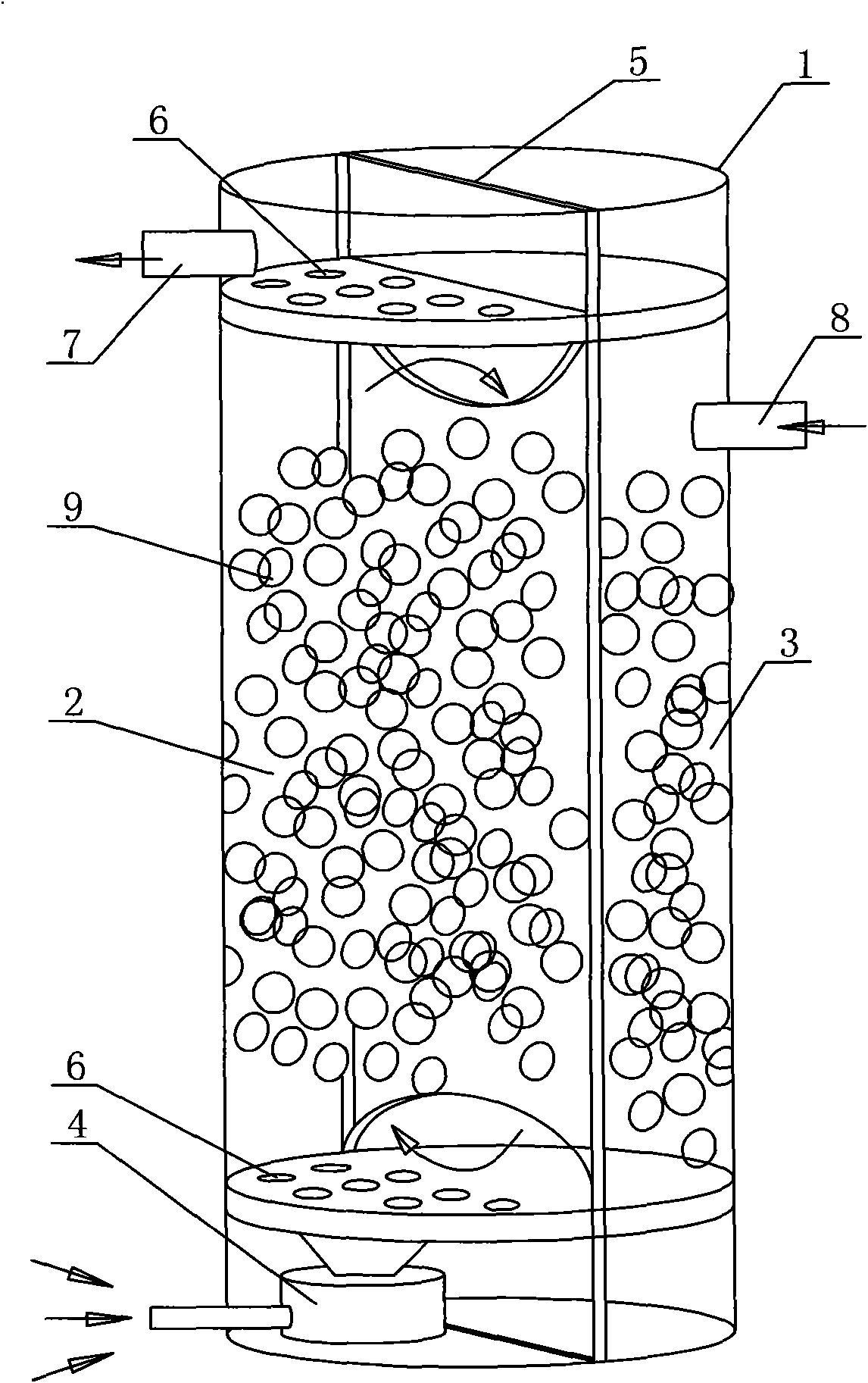 Biological sewage treatment equipment and process of internal recycle suspension padding