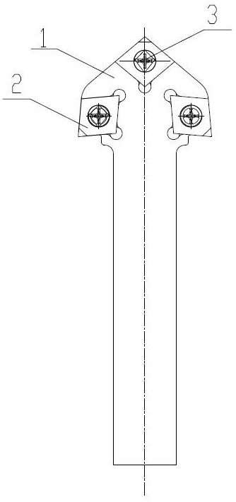 A non-standard three-head tool handle structure for aluminum shell machine base processing