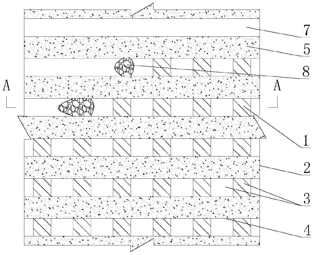 Continuous slitting bag-filling room-and-pillar method back-mining pillar method in empty area