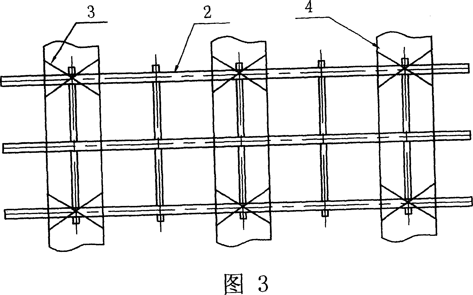 Floating pipe type falling water noise reducing support frame