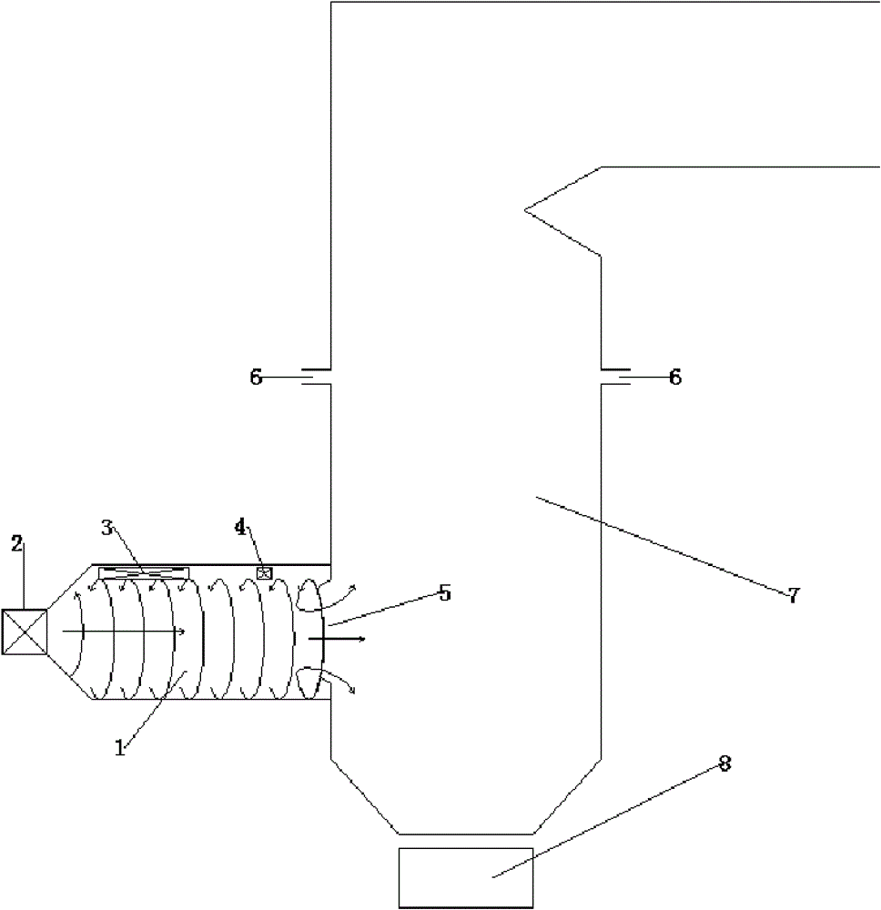 Cyclone burning method and device for reburning fuel in cyclone drum for denitration