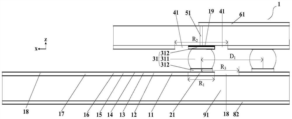 Ball grid array millimeter wave broadband matching structure and design method in wafer level packaging