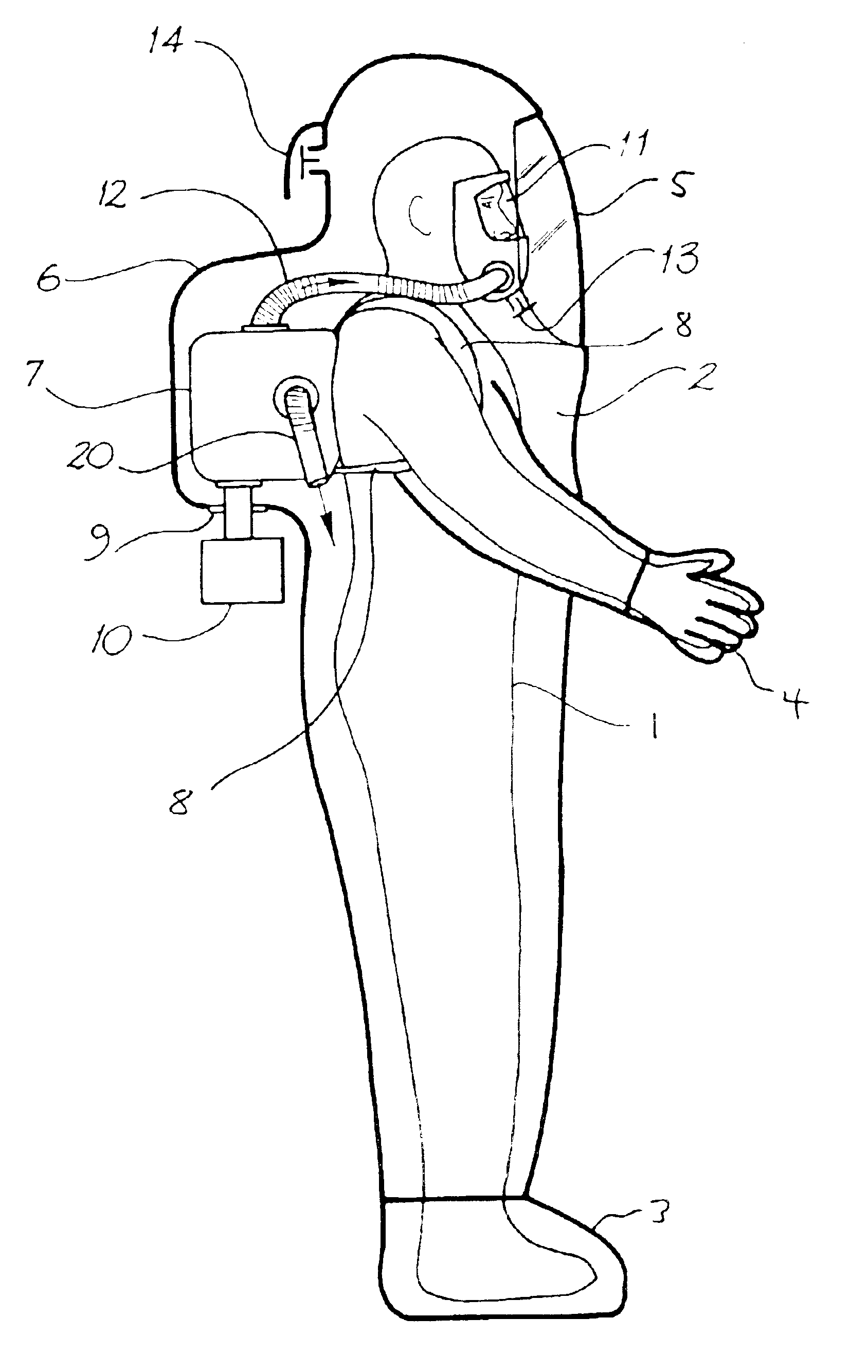 Ventilation system for a protective suit